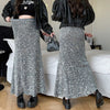 Elegant Velvet Sequined Dress Women's High Waist Slimming
