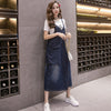 Korean Style Loose Casual Denim Suspender Skirt Mid-length