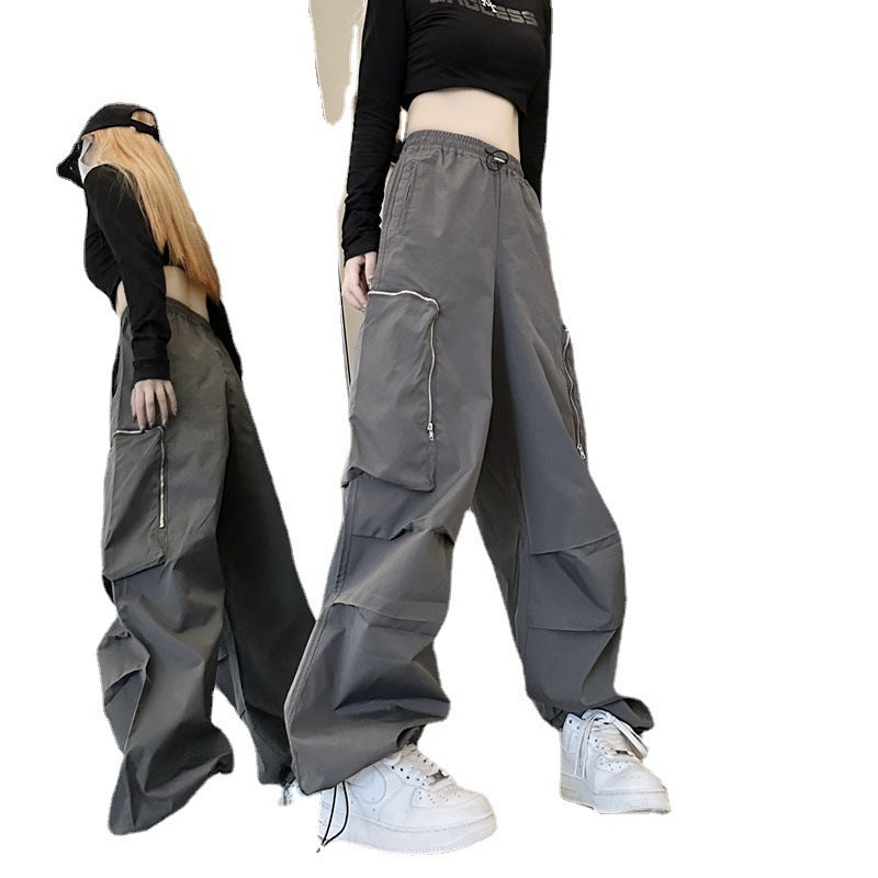Black Work Casual Women's Straight Loose Pants