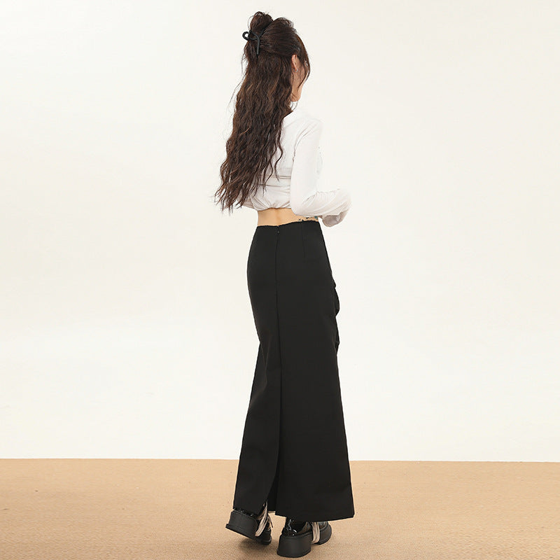 Pleated Split Skirt Women's Autumn All-matching