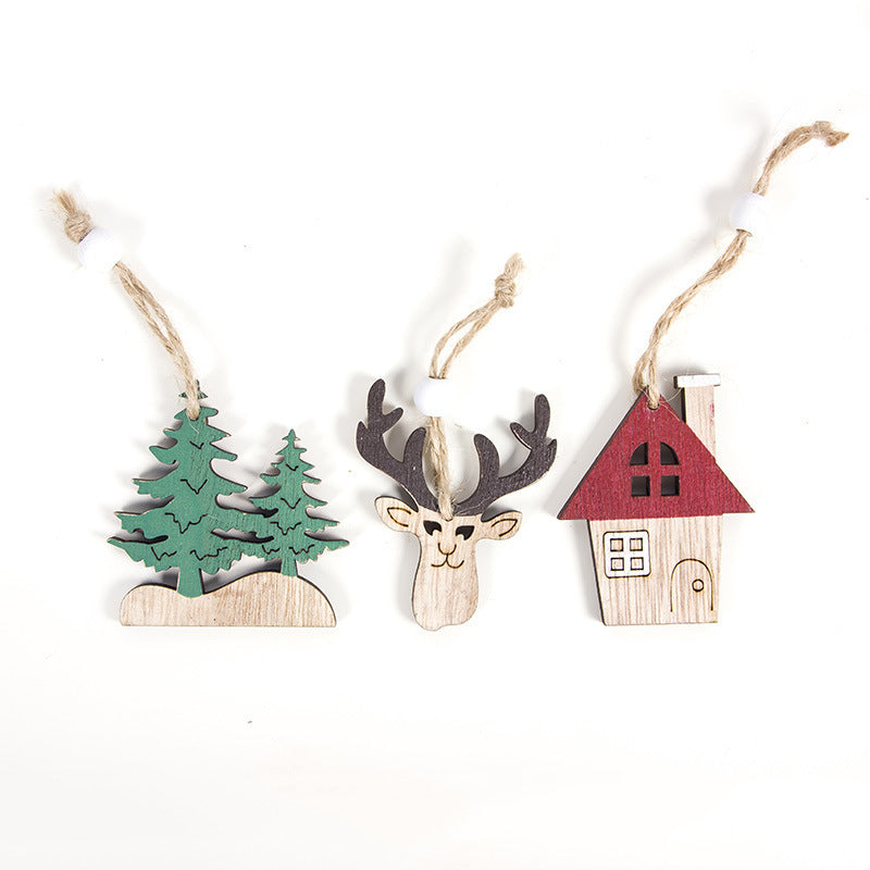 Home Christmas Wooden Decoration Hanging Set