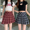 High Waist Check Skirt Women's Slimming Pleated Skirt