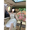 Heavy Engineering Nail Drill Bodice High Waist Crease A-line Dress