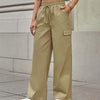 Women's Cotton Pocket Smocking Workwear Casual Pants