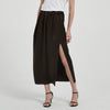 Satin Triacetate Light Draping Rope Floating Pleated Slit Skirt Summer Women's High Waist