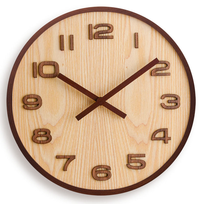 Simple Chinese Style Wall Clock Wooden Modern Home Living Room Decoration
