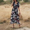 Floral Summer Beach Dress With V Neck Elastic Waist Dresses For Women